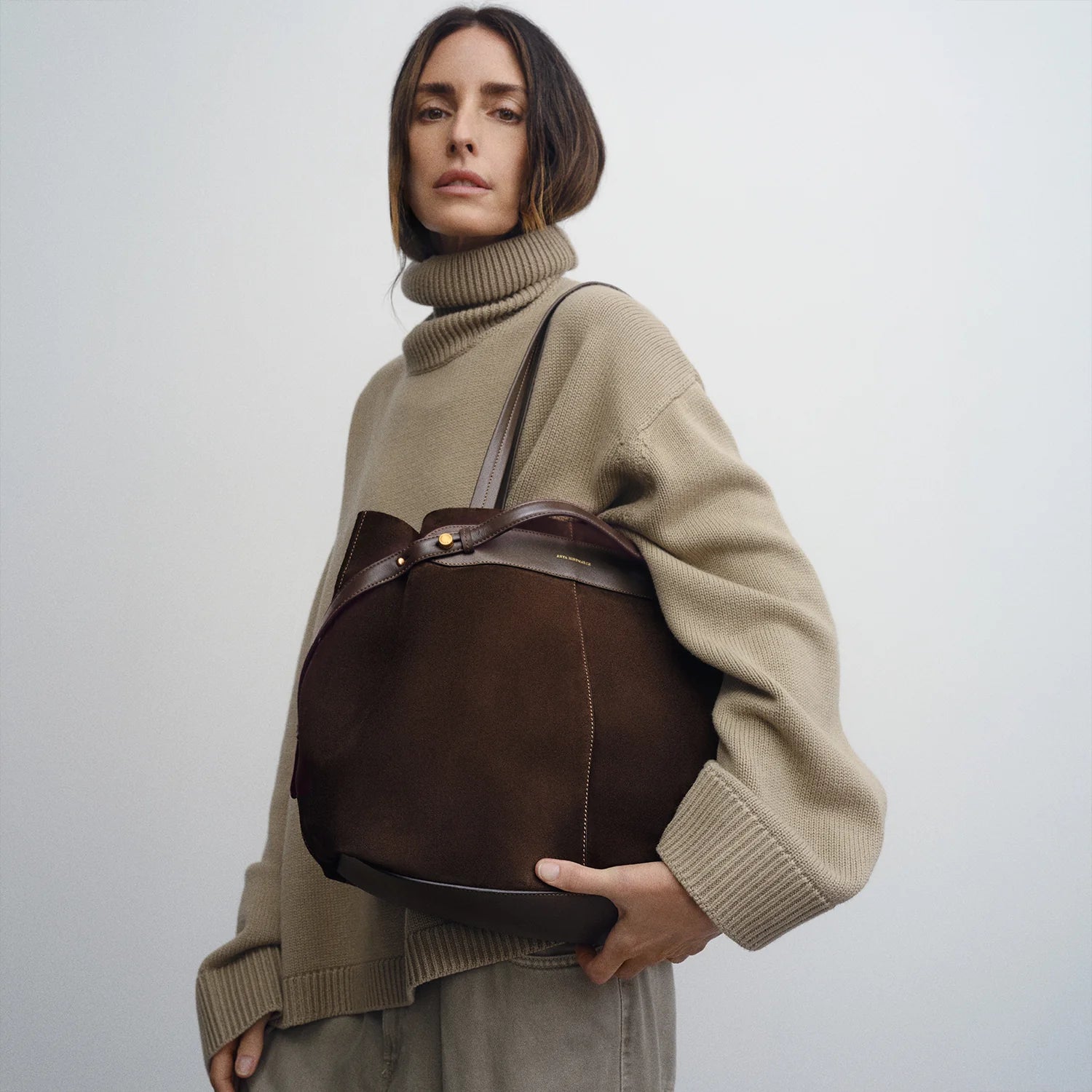 Anya Hindmarch Ellis Tote - Truffle Suede