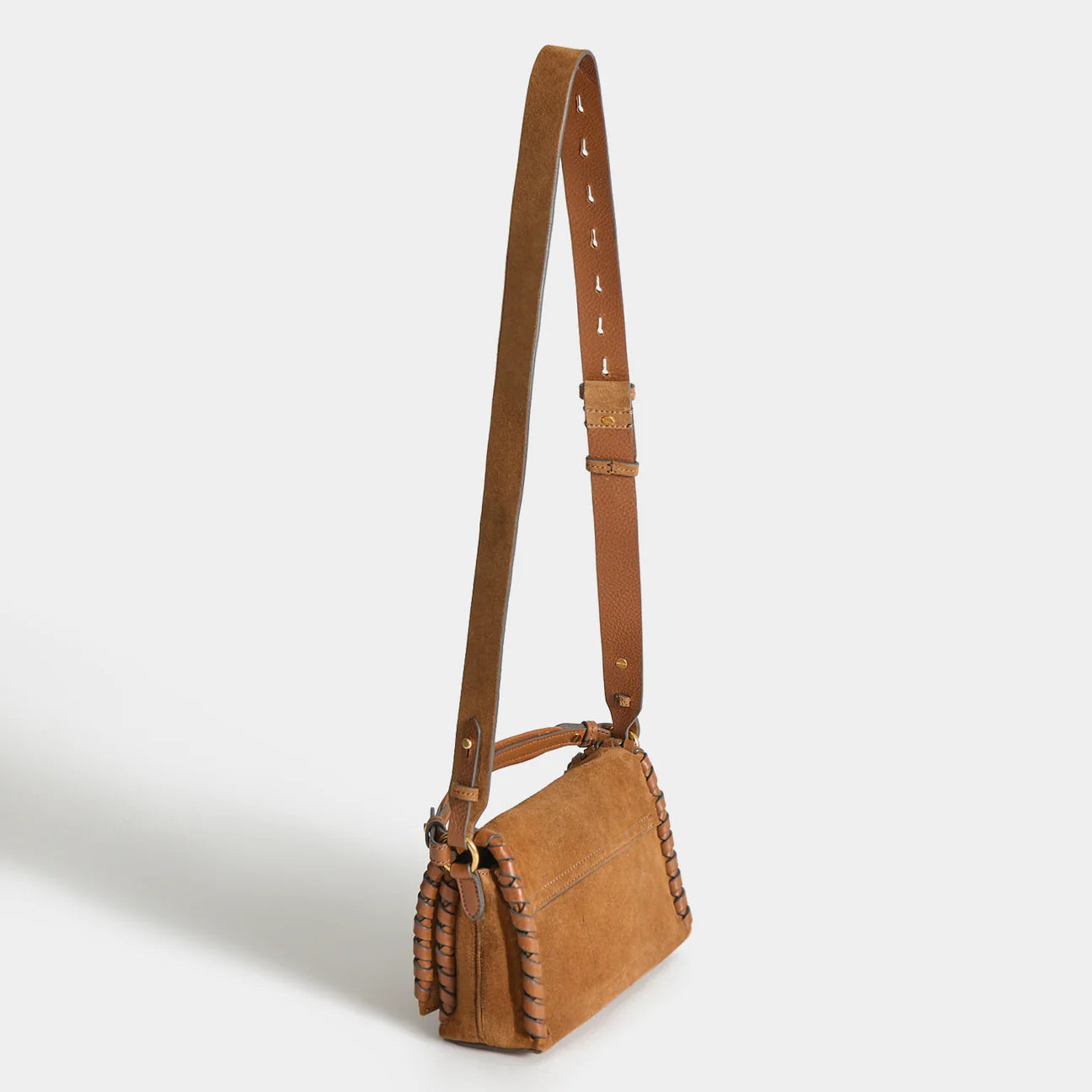 Anya Hindmarch Mortimer Crossbody Reverse Suede in Pecan