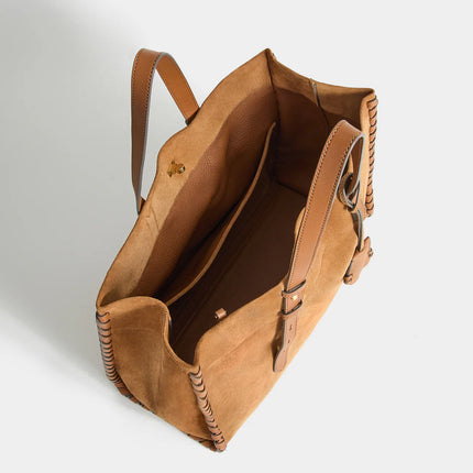 Anya Hindmarch Mortimer Tote in Reverse Suede Pecan