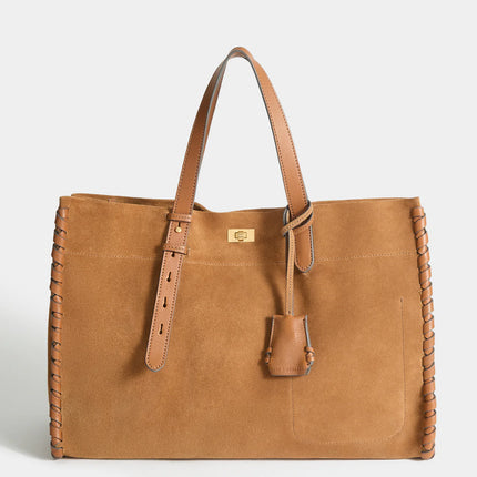 Anya Hindmarch Mortimer Tote in Reverse Suede Pecan