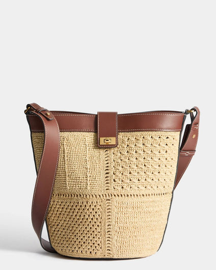 Anya Hindmarch Patchwork Raffia Bucket - Natural