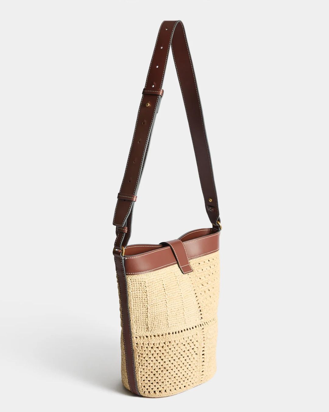Anya Hindmarch Patchwork Raffia Bucket - Natural