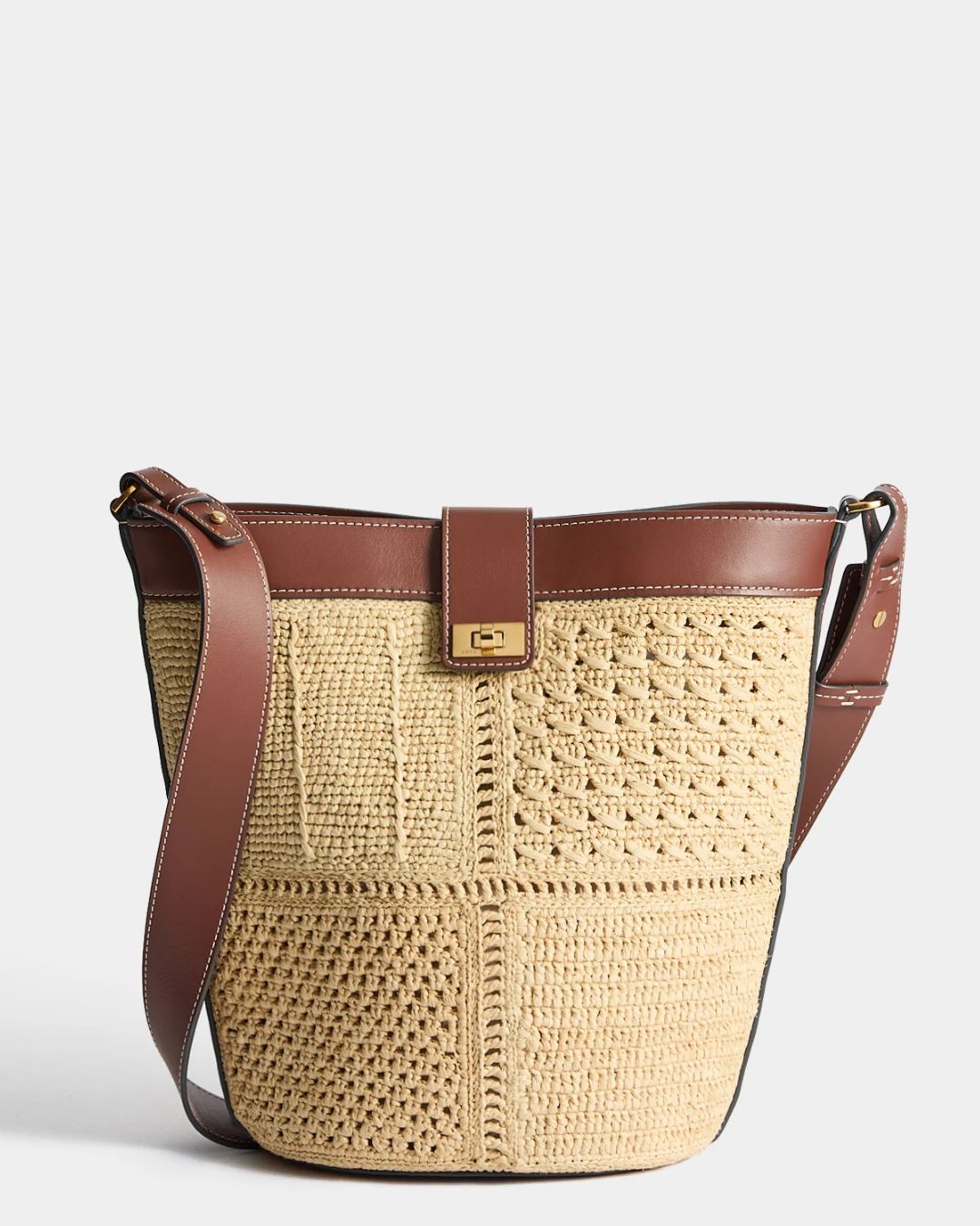 Anya Hindmarch Patchwork Raffia Bucket - Natural