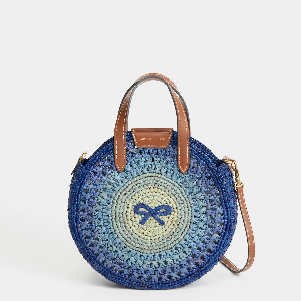 Anya Hindmarch Small Round Bow Raffia Tote in Monday