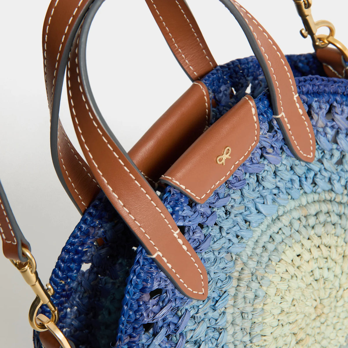 Anya Hindmarch Small Round Bow Raffia Tote in Monday