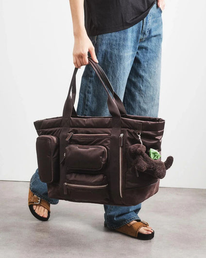 Anya Hindmarch Travel Tote Recycled Padded Satin - Chocolate