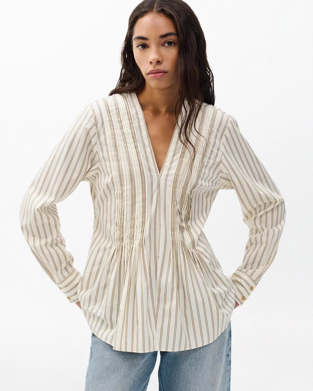 Rag & Bone Asher Stripe Top in Beige, Brown