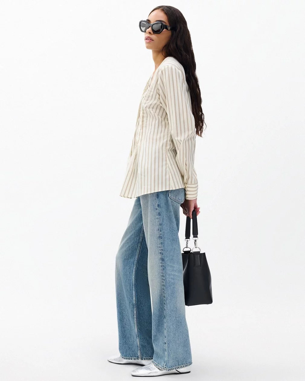 Rag & Bone Asher Stripe Top in Beige, Brown