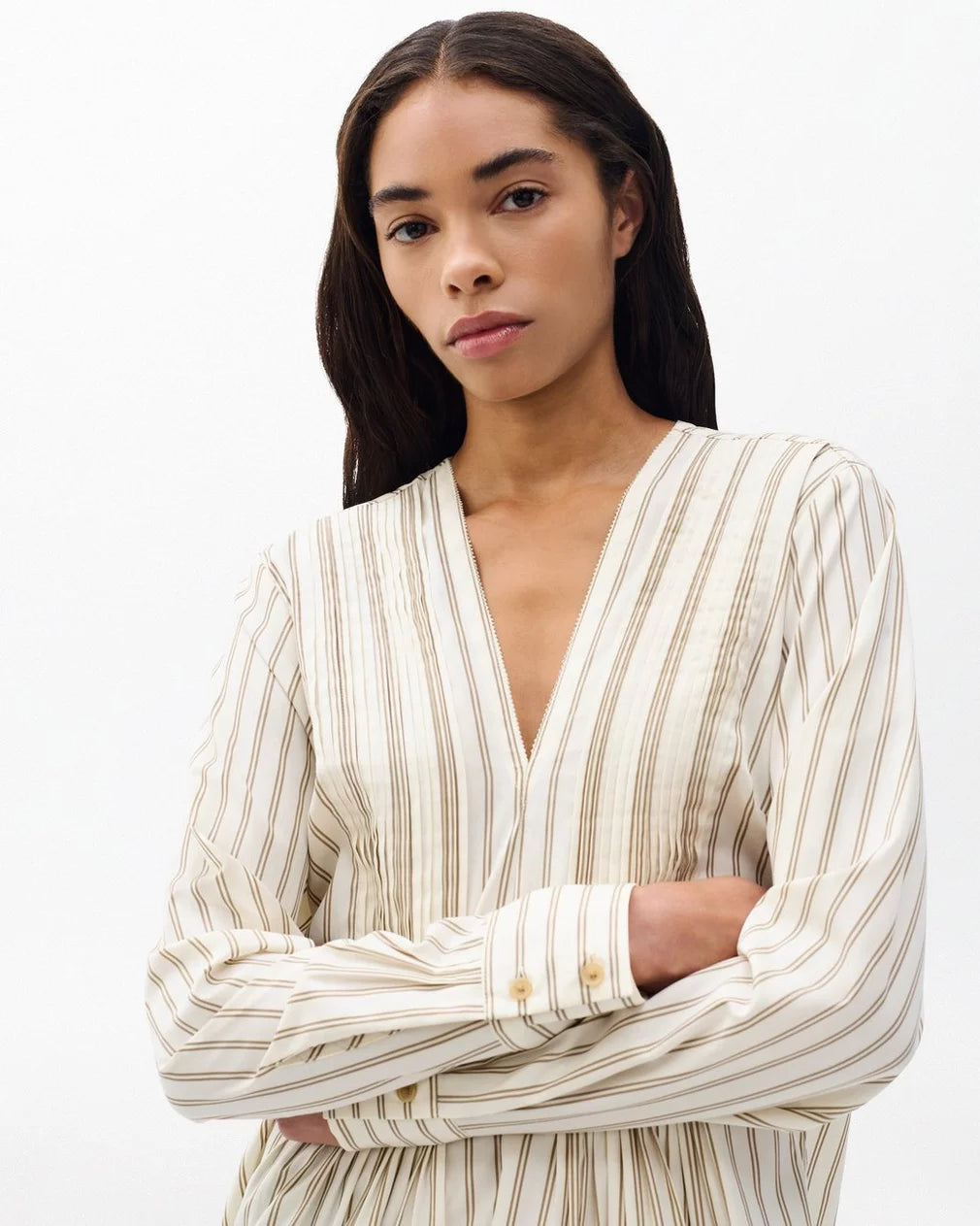 Rag & Bone Asher Stripe Top in Beige, Brown