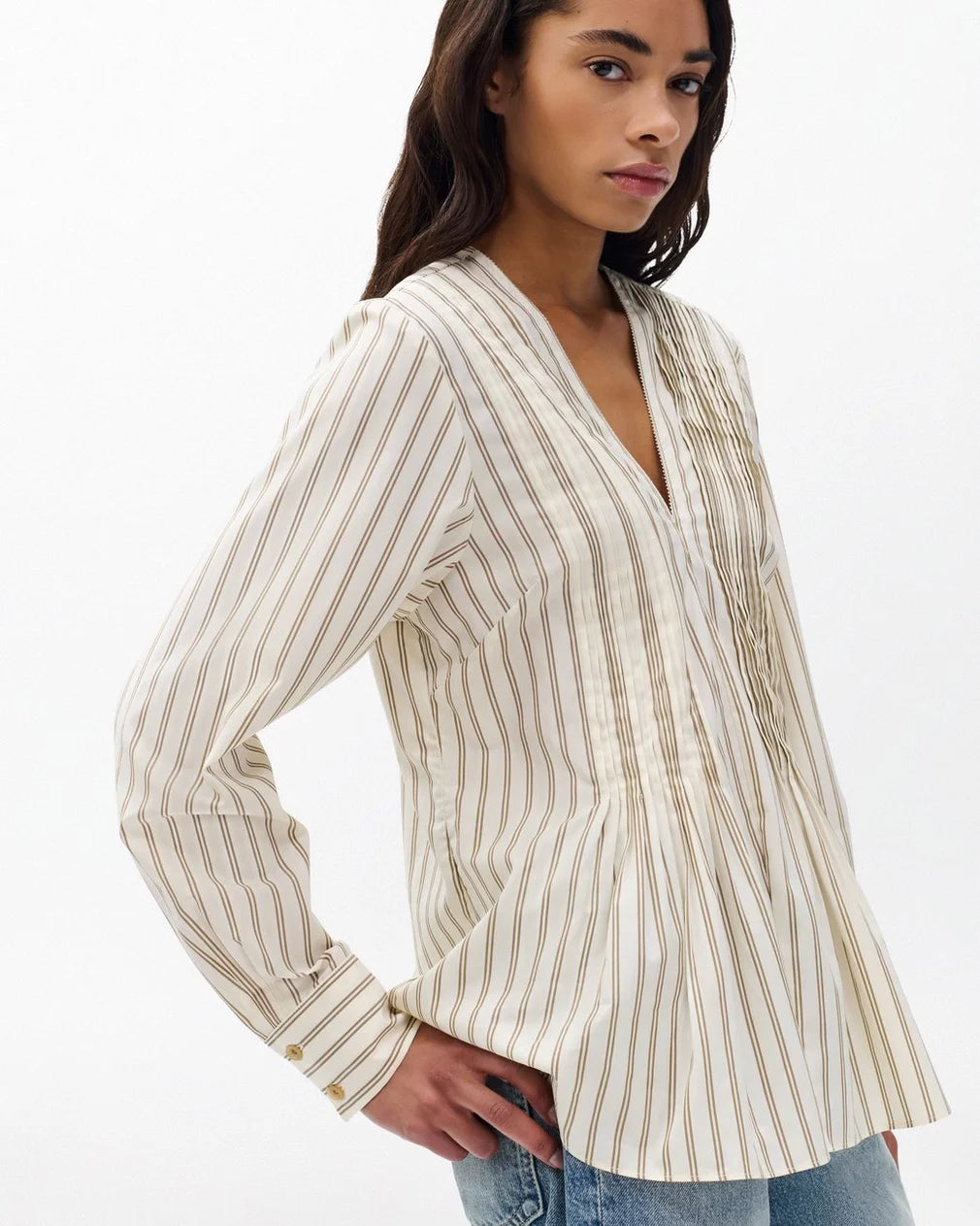 Rag & Bone Asher Stripe Top in Beige, Brown