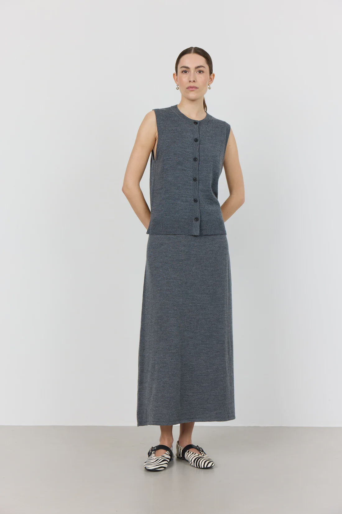 Levete Room Ismaila Knit Skirt in Grey