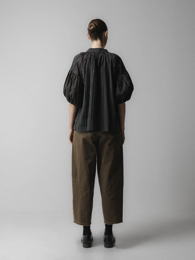 Emin + Paul Volume Blouse in Brown Check
