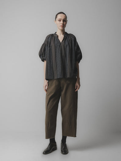Emin + Paul Volume Blouse in Brown Check