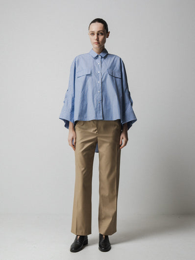 Emin + Paul Pintuck Sleeve Shirt in Stripe