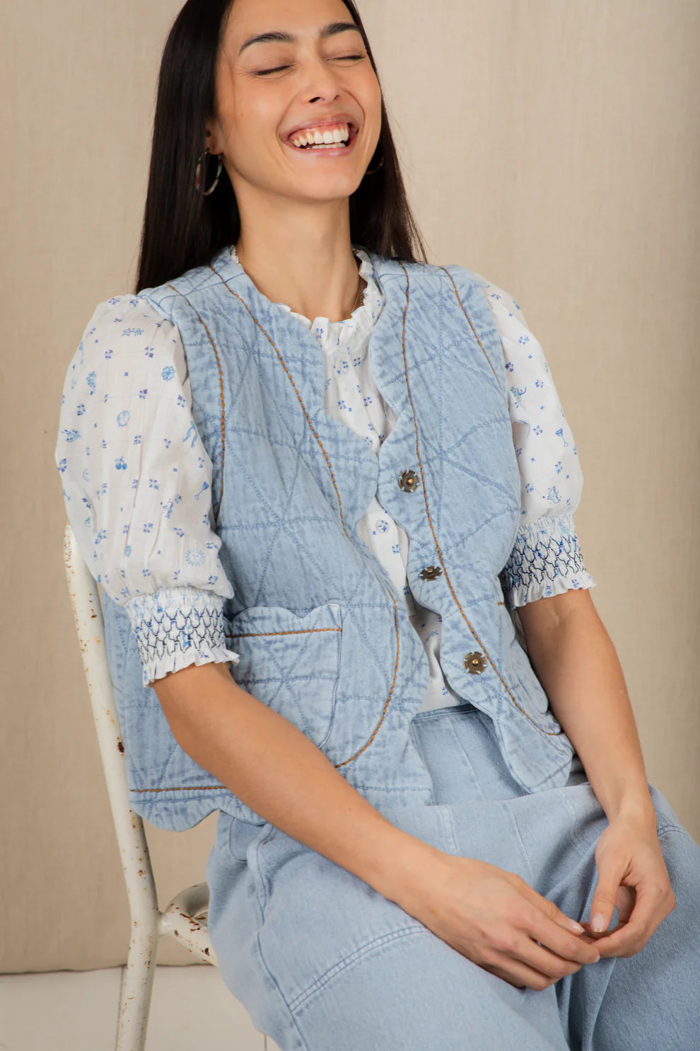 BONTE Estelle Gilet in Ice Blue