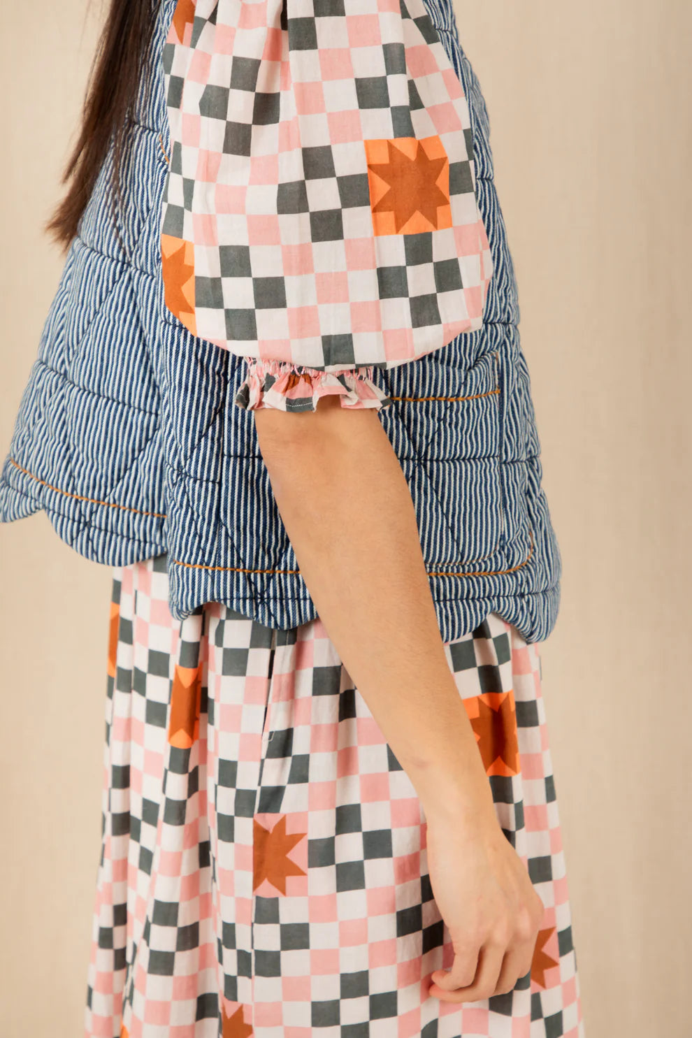 BONTE Estelle Gilet in Ticking Blue