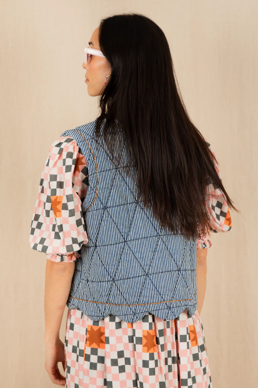 BONTE Estelle Gilet in Ticking Blue
