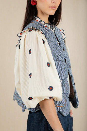 BONTE Estelle Gilet in Ticking Blue