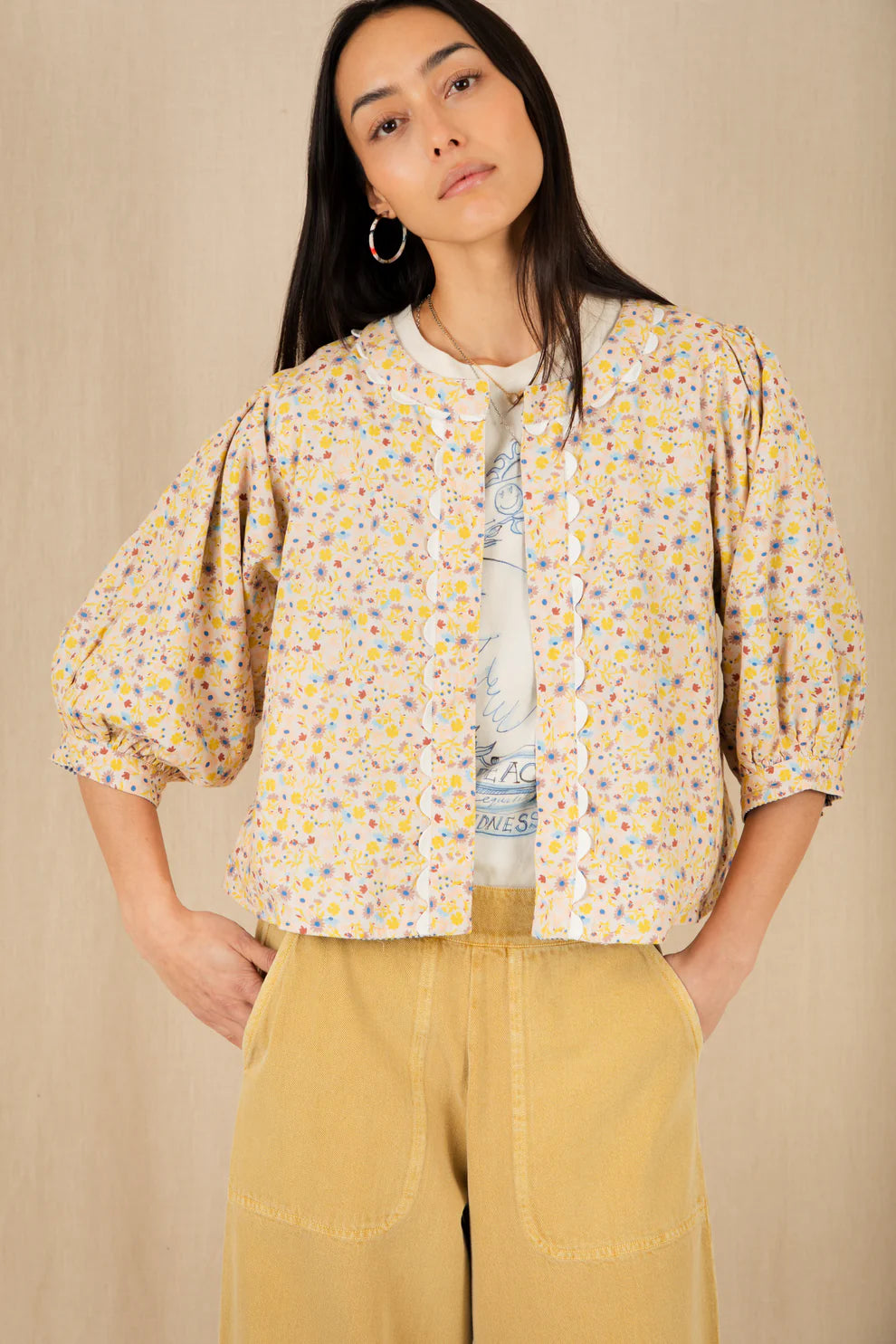 BONTE Vida Reversible Jacket in Navy & Lemon Zest