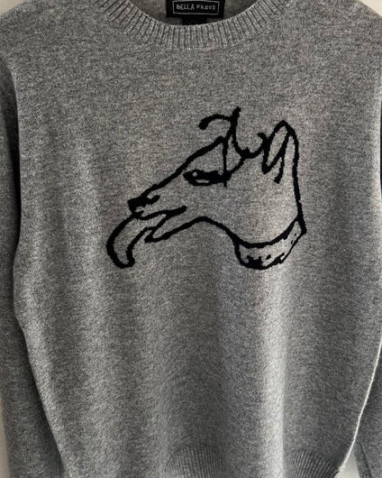 Bella Freud Lucian Dog Cashmere Jumper - Grey