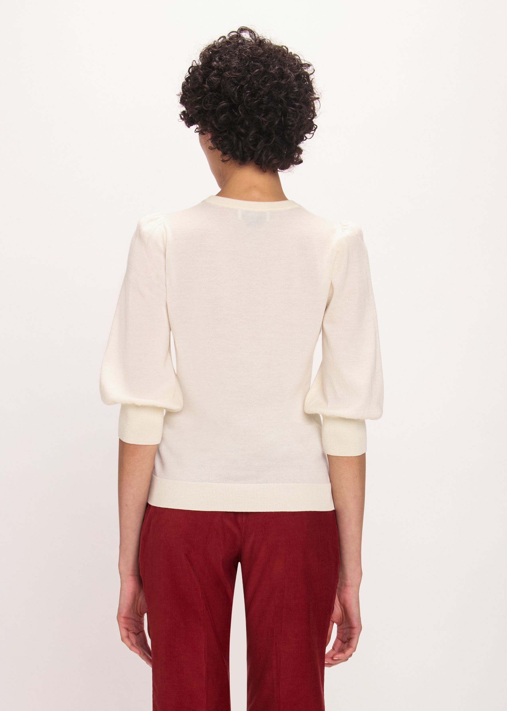 Bella Freud Puff Sleeve Jumper in Ivory