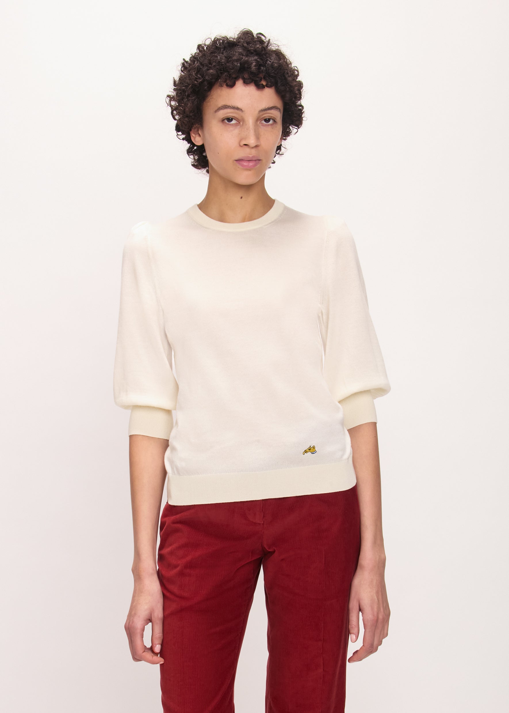 Bella Freud Puff Sleeve Jumper in Ivory 1