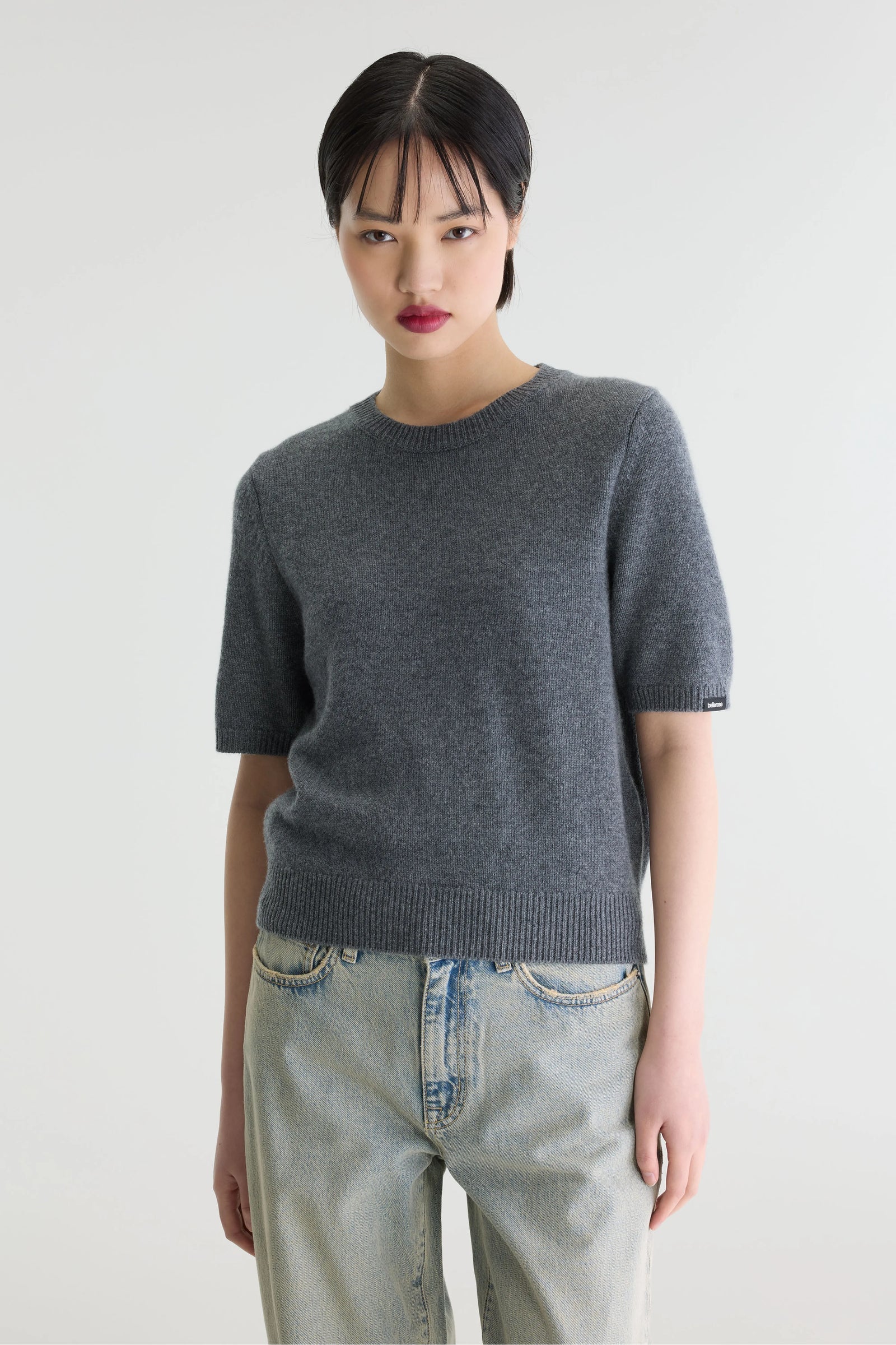 Bellerose Synad Short Sleeve Cashmere Knit in Grey