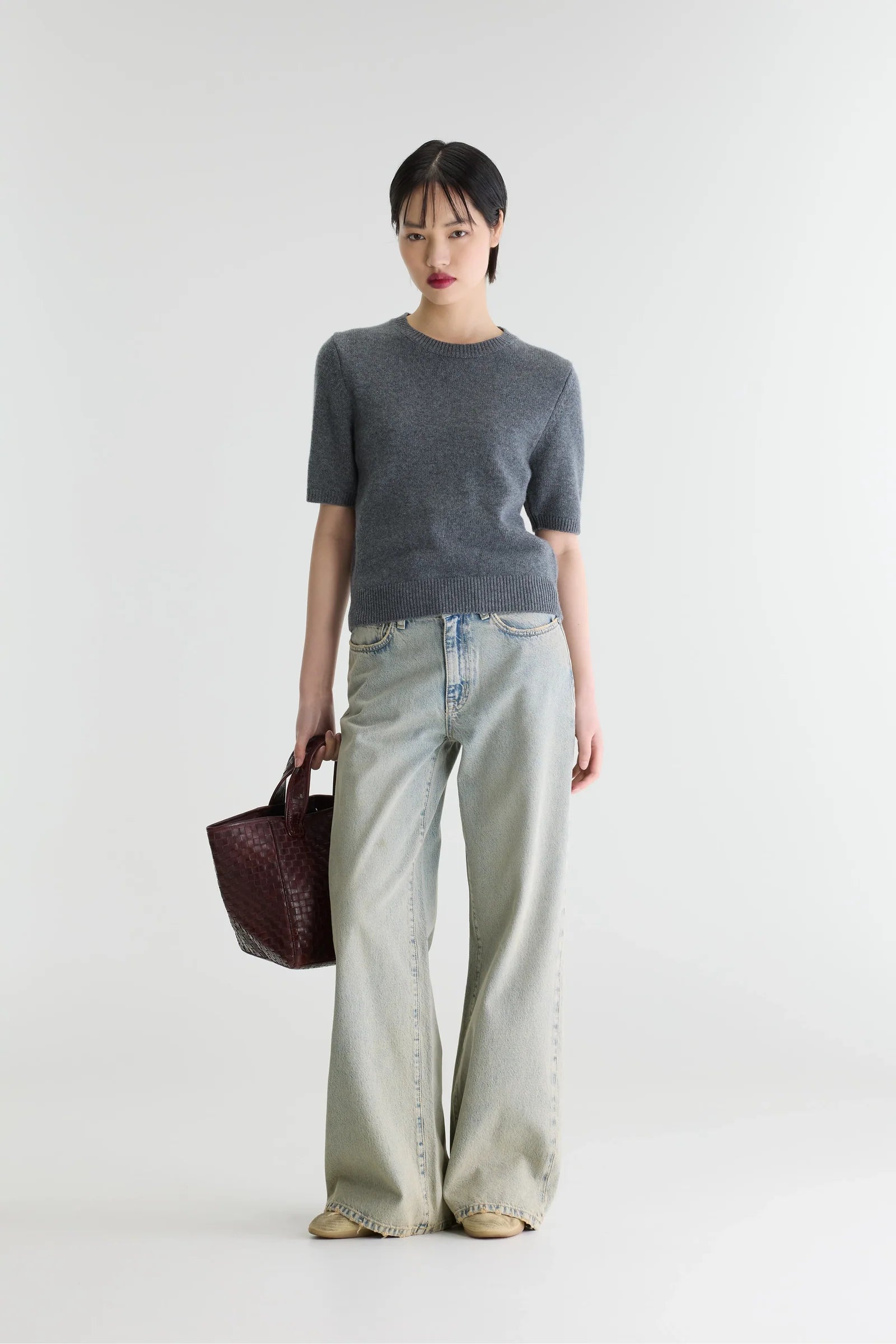 Bellerose Synad Short Sleeve Cashmere Knit in Grey