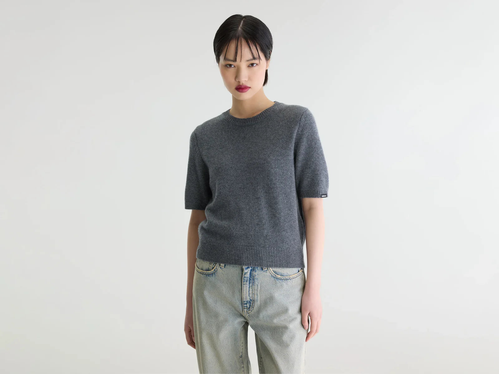 Bellerose Synad Short Sleeve Cashmere Knit in Grey