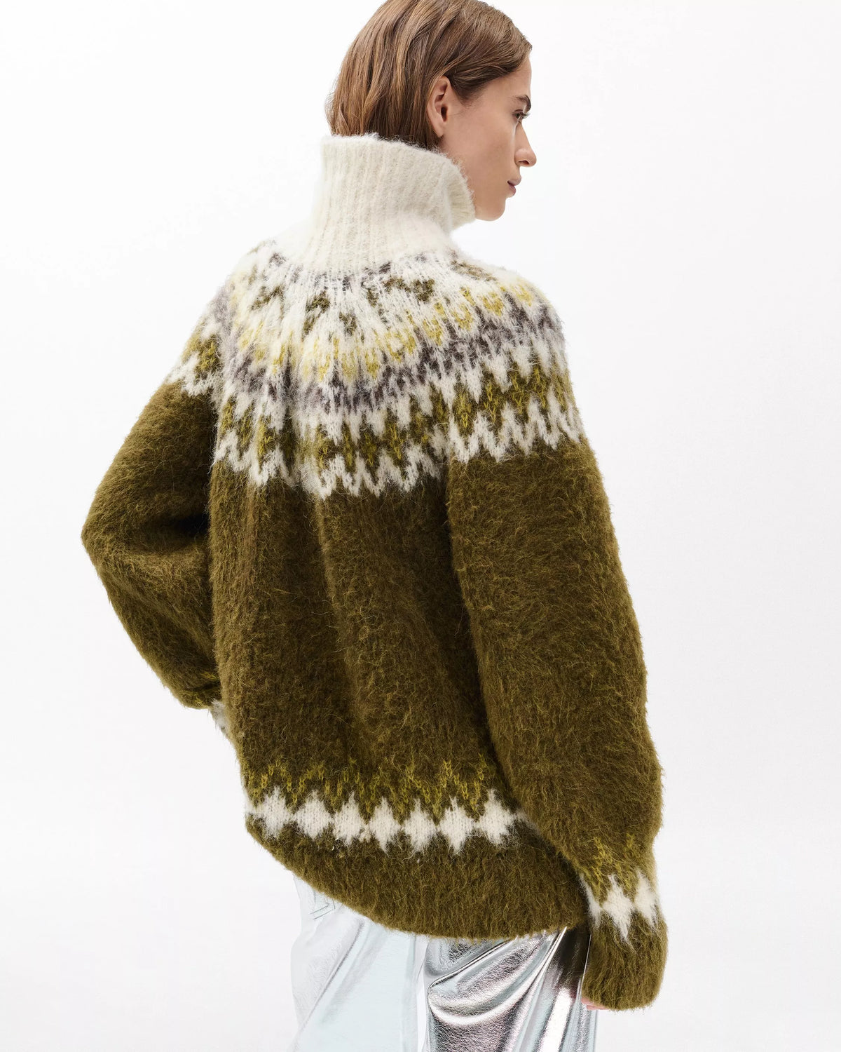 Rag & Bone Beth Roll Neck Fair Isle Knit in Army