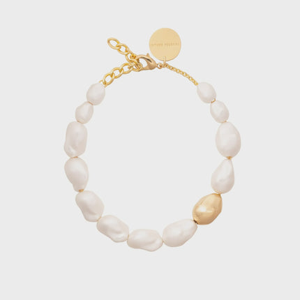 Vanessa Baroni Short Organic Pearl Necklace  with Gold Pearl