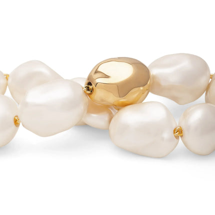 Vanessa Baroni Short Organic Pearl Necklace  with Gold Pearl