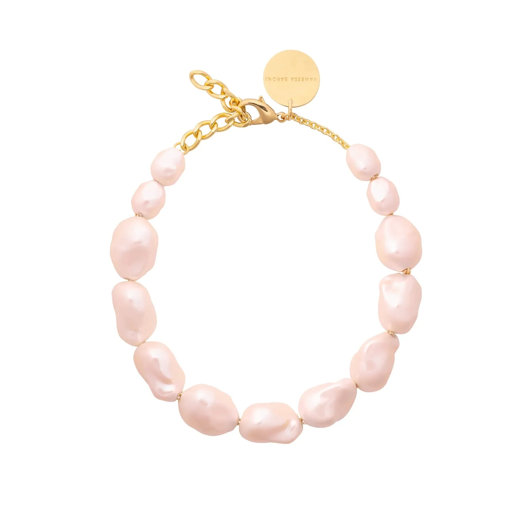 Vanessa Baroni Big Organic Pearl Necklace in Apricot