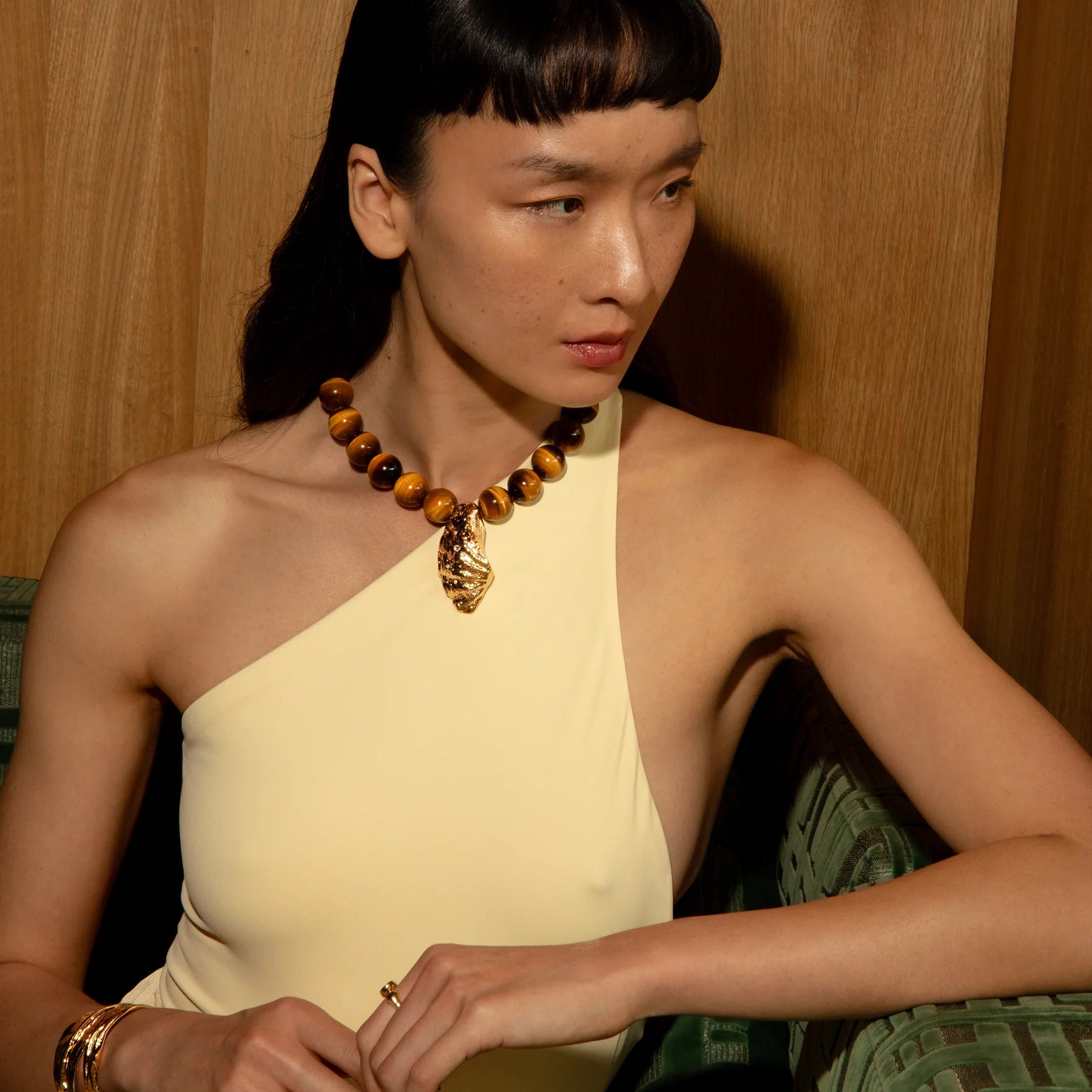 By Alona Orbitelle Necklace - Tigers Eye, Gold