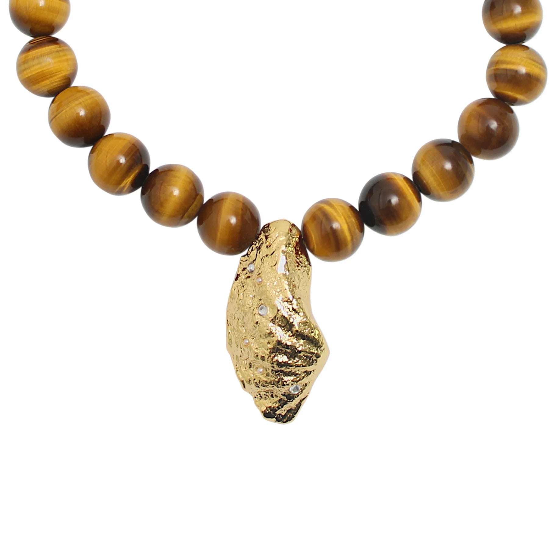 By Alona Orbitelle Necklace - Tigers Eye, Gold
