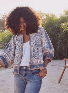 You added <b><u>M.A.B.E Cass Print Jacket in Navy</u></b> to your cart.