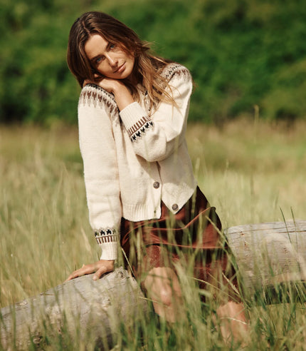 DÔEN Clarke Cardigan in Oatmeal Olympia Fairisle