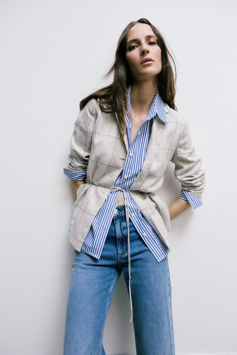 Rag & Bone Chappell Plaid Blazer in White