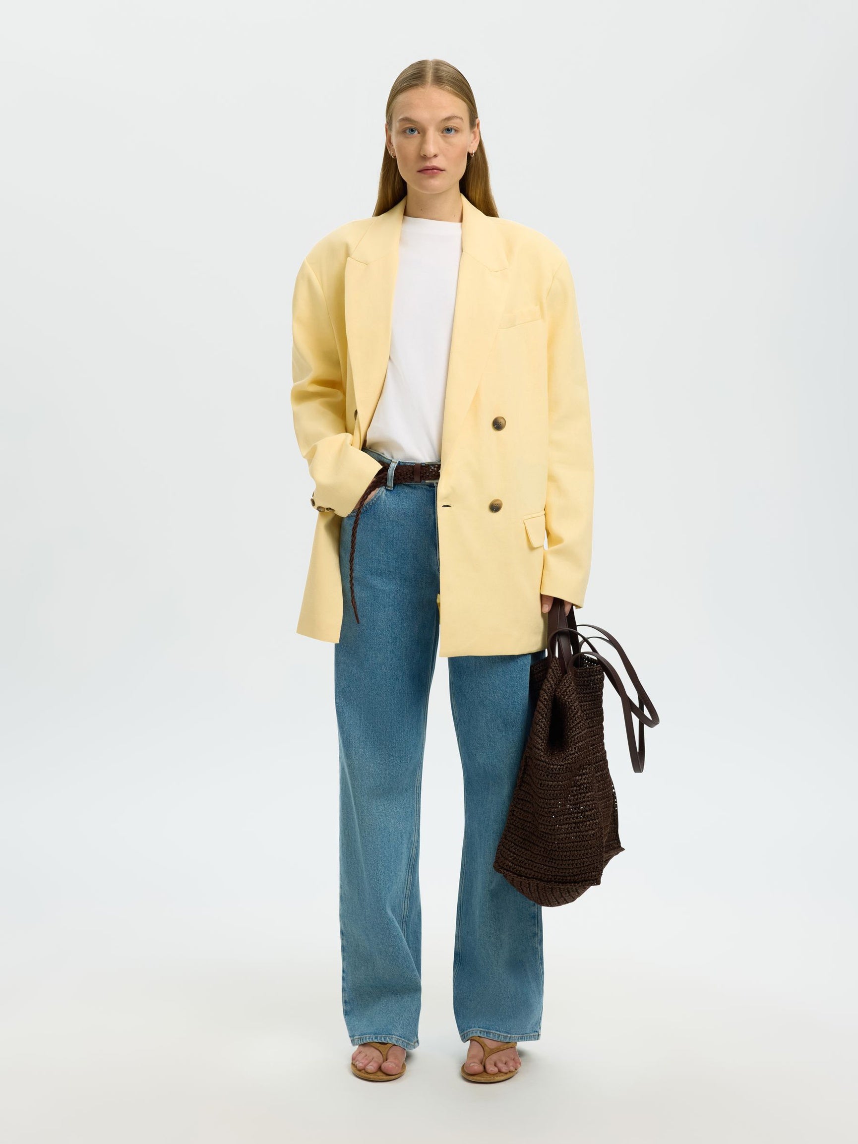 SELECTED Oversized Marlie Blazer in Italian Straw