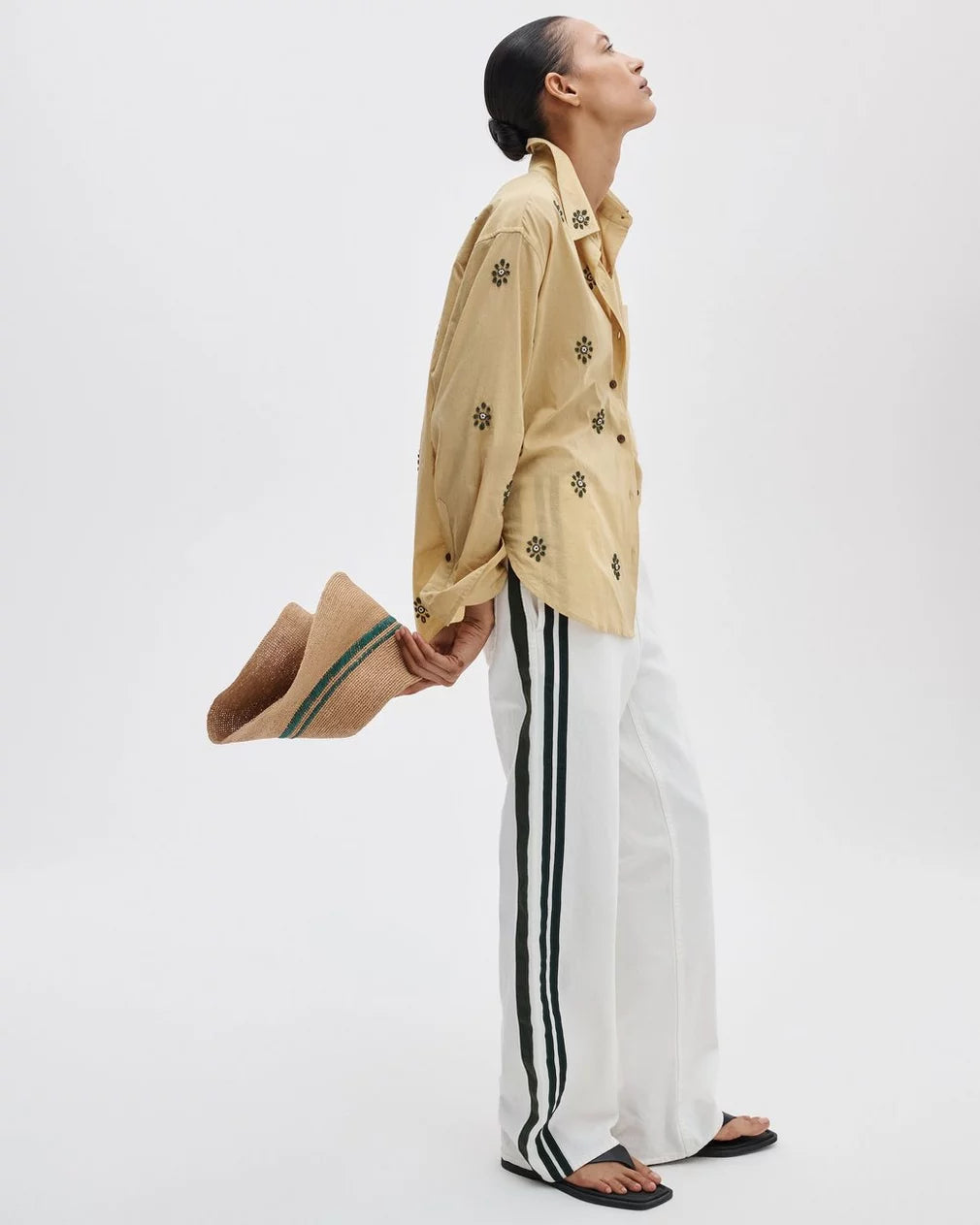 Rag & Bone Connie Embroidered Cotton Shirt in Sand