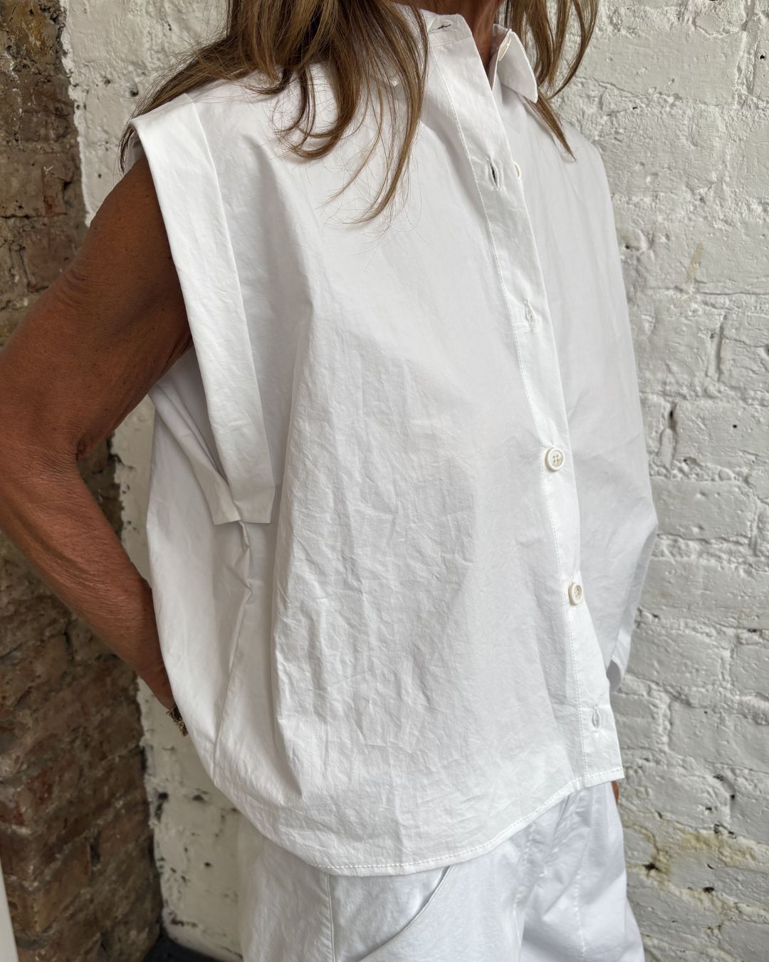 Crossley Folu Wrinkle Effect SL Shirt in White
