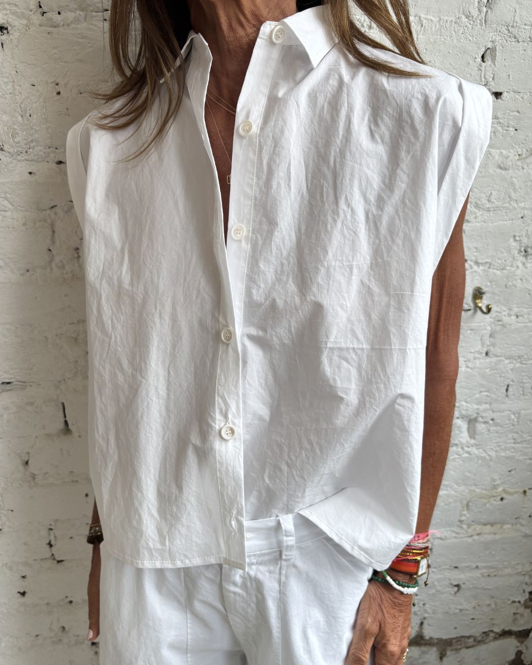 Crossley Folu Wrinkle Effect SL Shirt in White