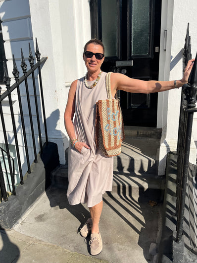 crossley linen dress Crossley Bluma Long Linen Dress in Light Grey at Sue Parkinson