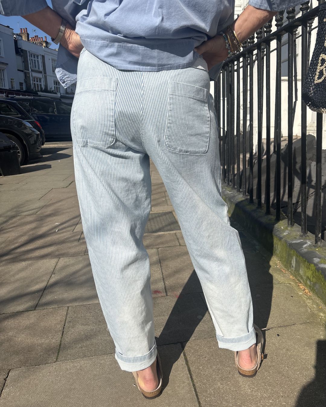 Crossley Smile Carrot Jogger in Blue, Milk Stripe
