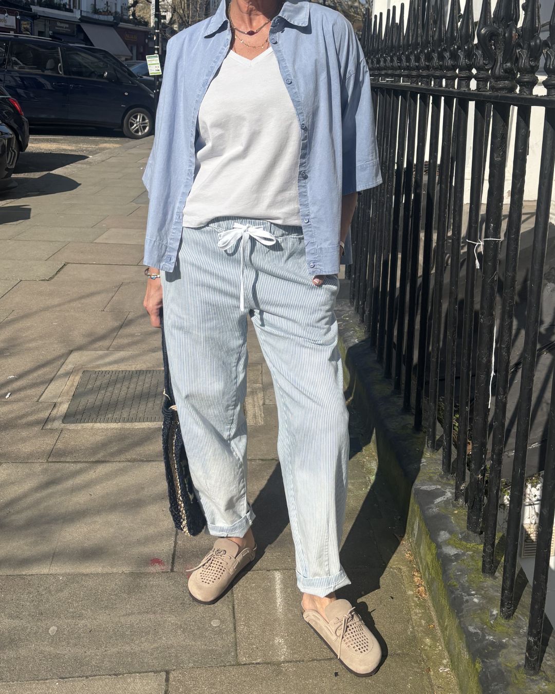 Crossley Smile Carrot Jogger in Blue, Milk Stripe
