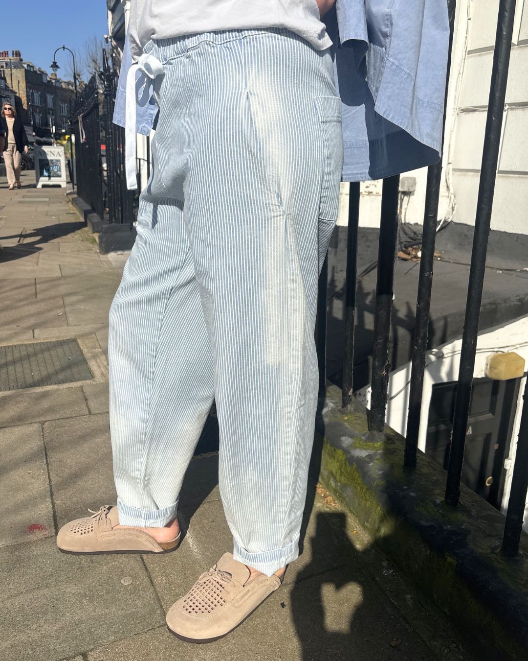 Crossley Smile Carrot Jogger in Blue, Milk Stripe