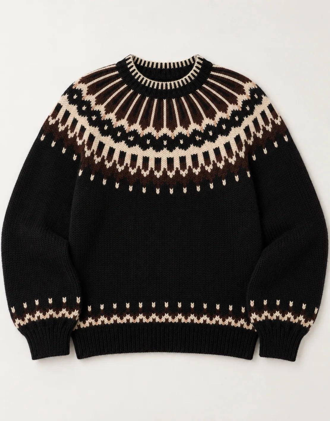 DÔEN Field Sweater - Black Aberdeen Fairisle