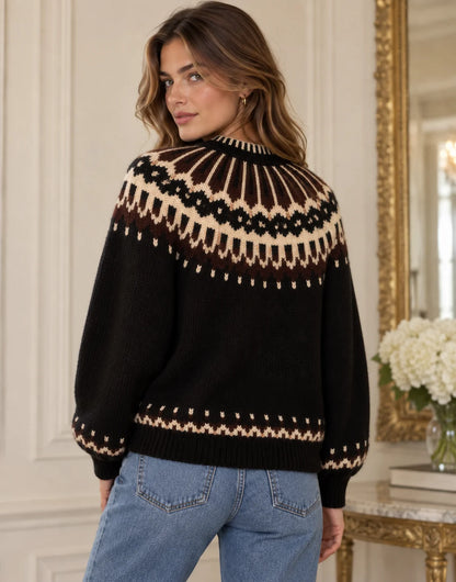 DÔEN Field Sweater - Black Aberdeen Fairisle
