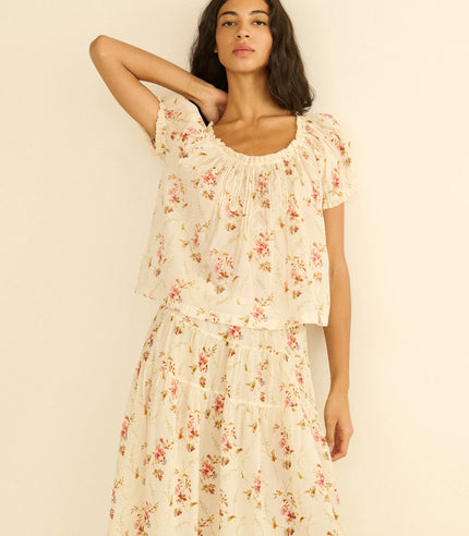 DÔEN Frederica Top in Blanc Prairie Rose