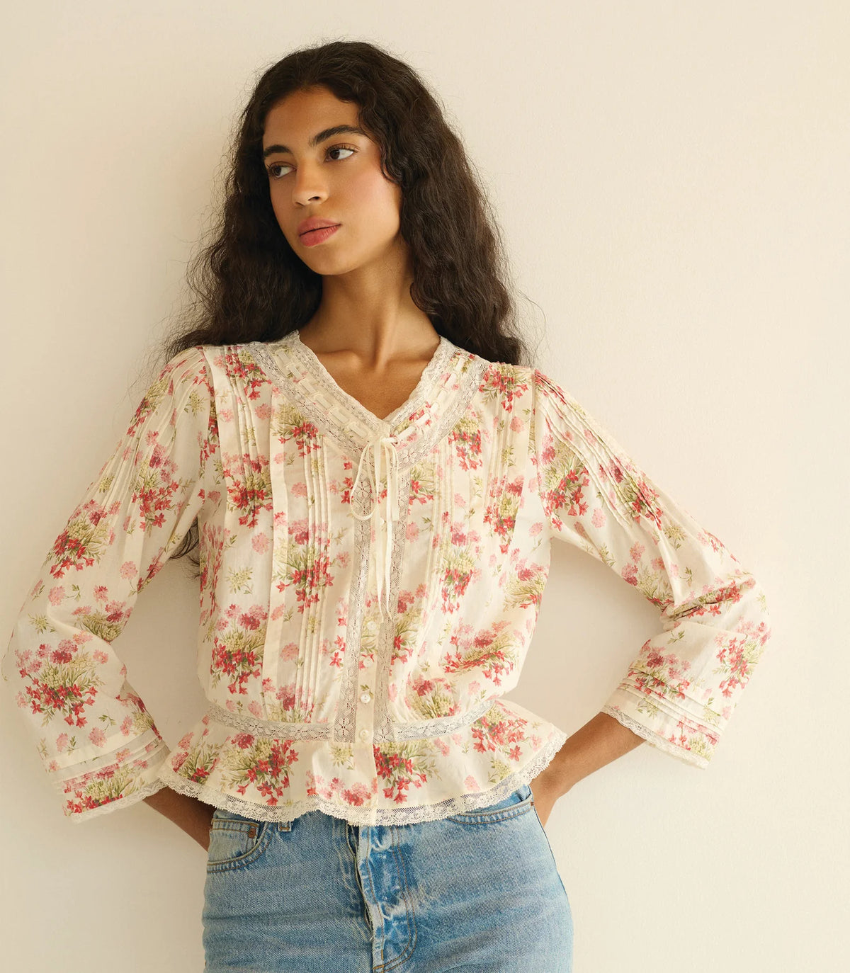 DÔEN Hillhock Top in Ivory Lantana Floral